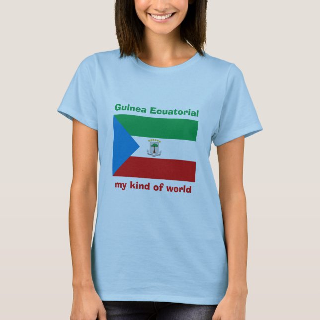 T-Shirt Drapeau + Carte + Texte de la Guinée Équat (Devant)