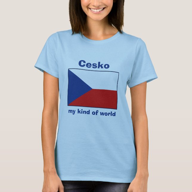T-Shirt Drapeau + Carte + Texte de la Tchéquie (Devant)