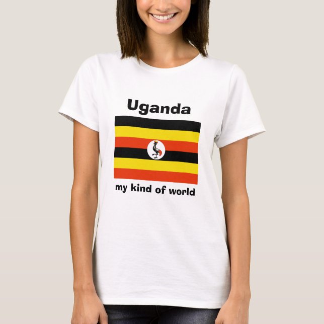T-Shirt Drapeau + Carte + Texte de l'Ouganda (Devant)