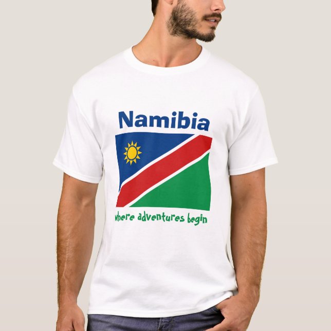 T-Shirt Drapeau + Carte + Texte de Namibie (Devant)