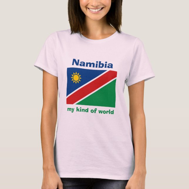 T-Shirt Drapeau + Carte + Texte de Namibie (Devant)