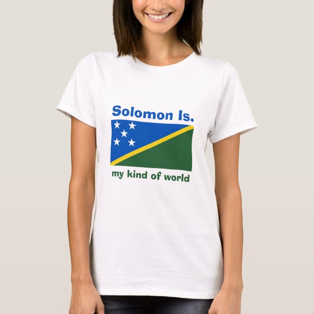 T-Shirt Drapeau + Carte + Texte des Îles Salomon (Devant)