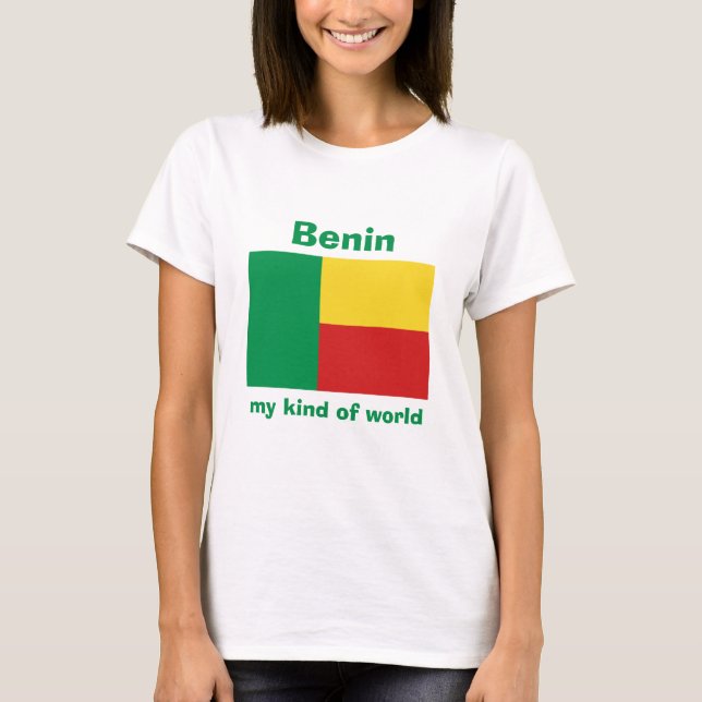 T-Shirt Drapeau + Carte + Texte du Bénin (Devant)