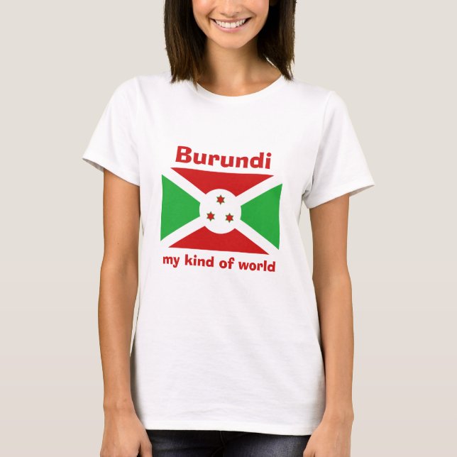 T-Shirt Drapeau + Carte + Texte du Burundi (Devant)
