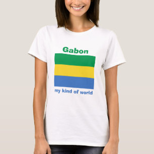 T-Shirt Drapeau + Carte + Texte du Gabon