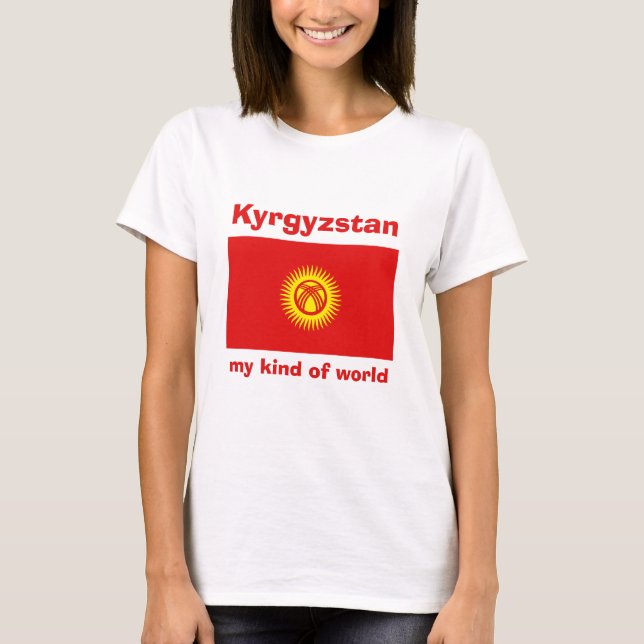 T-Shirt Drapeau + Carte + Texte du Kirghizistan (Devant)