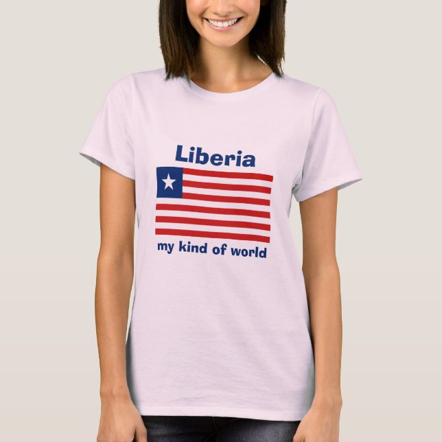 T-Shirt Drapeau + Carte + Texte du Liberia (Devant)