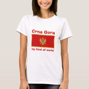 T-Shirt Drapeau + Carte + Texte du Monténégro