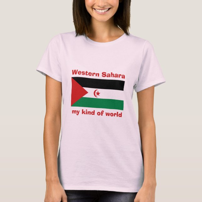 T-shirt Drapeau + Carte + Texte du Sahara occident (Devant)