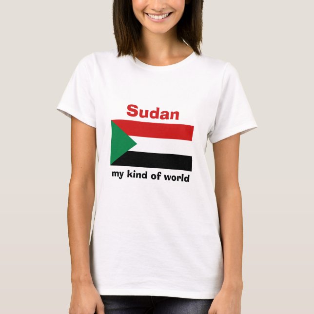 T-Shirt Drapeau + Carte + Texte du Soudan (Devant)