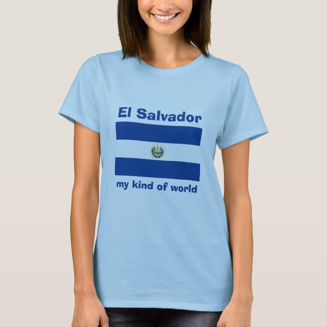 T-Shirt Drapeau + Carte + Texte El Salvador (Devant)