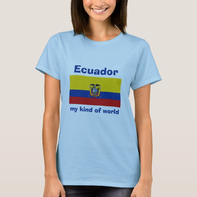 T-Shirt Drapeau + Carte + Texte Équateur (Devant)