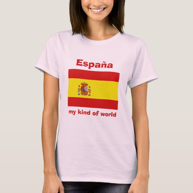 T-Shirt Drapeau + Carte + Texte Espagne (Devant)