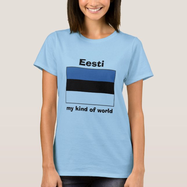 T-Shirt Drapeau + Carte + Texte Estonie (Devant)