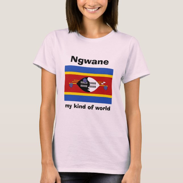 T-Shirt Drapeau + Carte + Texte Eswatini (Devant)