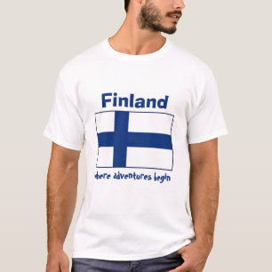 T-Shirt Drapeau + Carte + Texte Finlande
