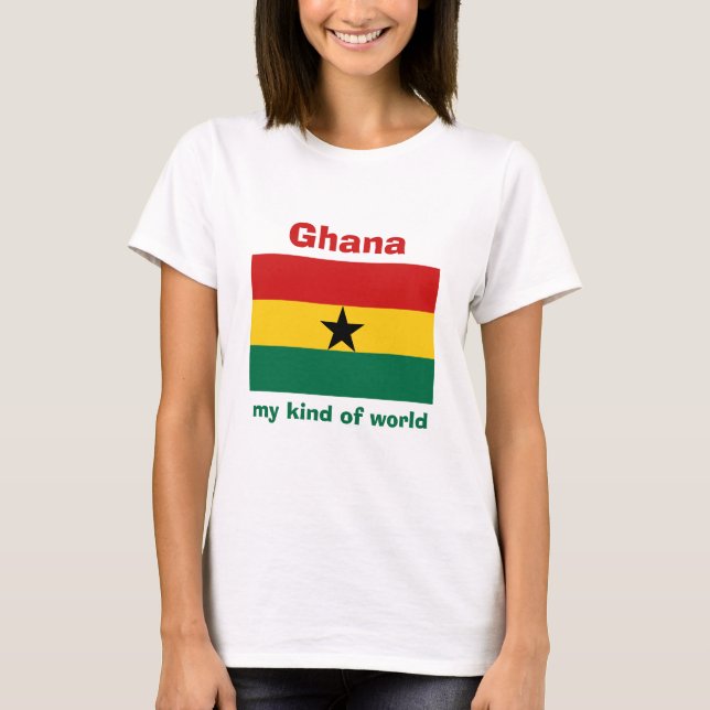 T-Shirt Drapeau + Carte + Texte Ghana (Devant)