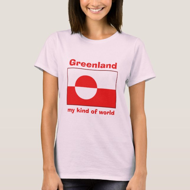 T-Shirt Drapeau + Carte + Texte Groenland (Devant)