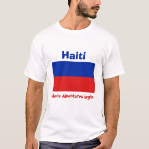 T-Shirt Drapeau + Carte + Texte Haïti