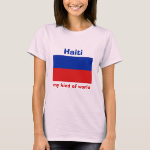 T-Shirt Drapeau + Carte + Texte Haïti