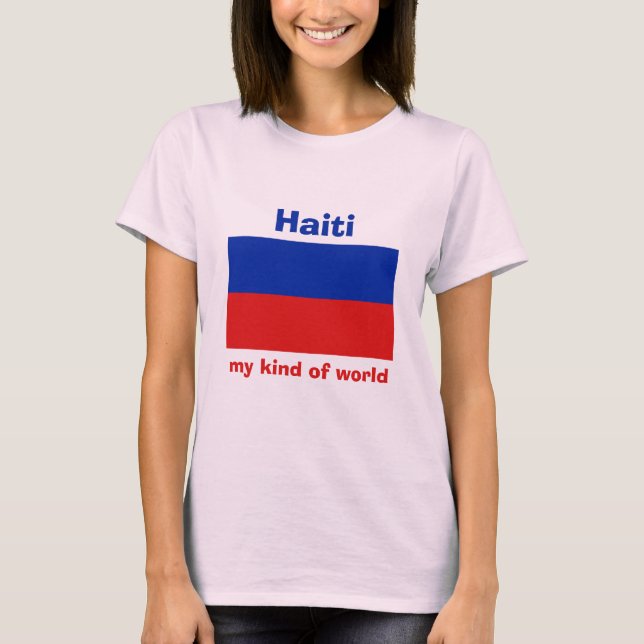 T-Shirt Drapeau + Carte + Texte Haïti (Devant)