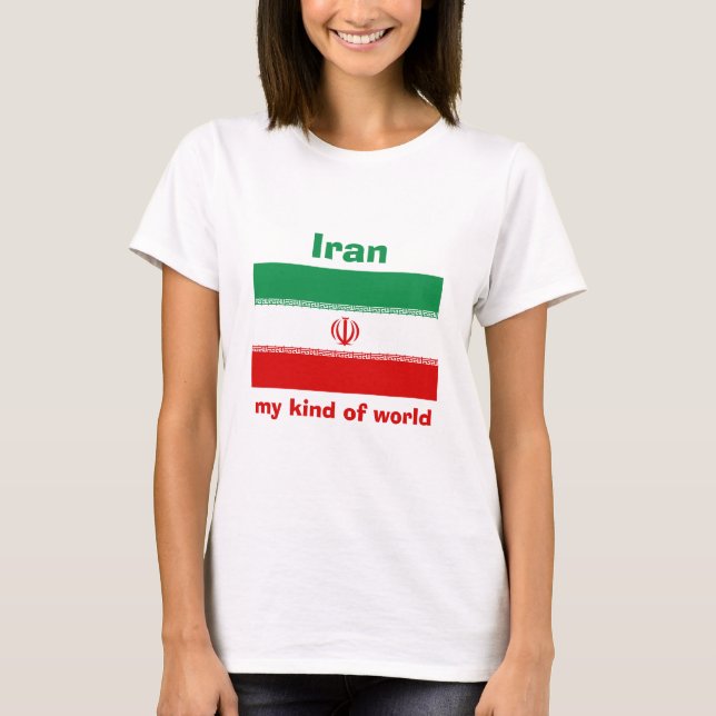 T-Shirt Drapeau + Carte + Texte Iran (Devant)