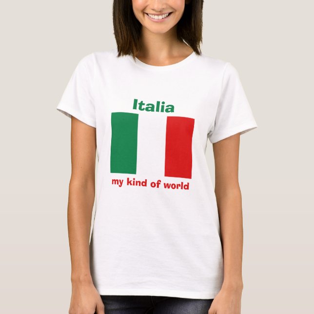 T-Shirt Drapeau + Carte + Texte Italie (Devant)