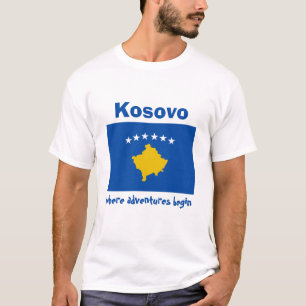 T-Shirt Drapeau + Carte + Texte Kosovo