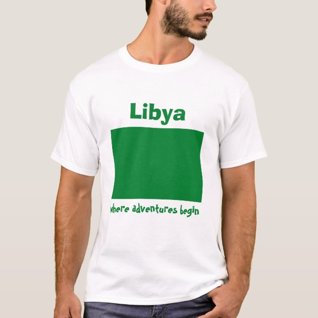 T-Shirt Drapeau + Carte + Texte Libye (Devant)