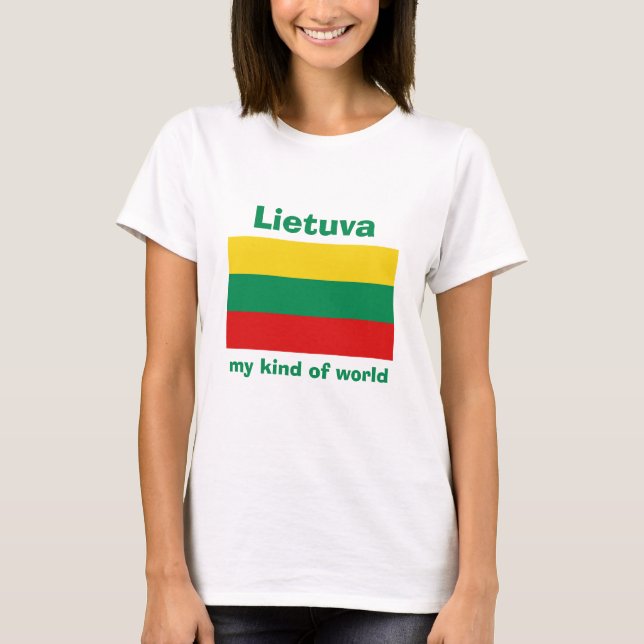 T-Shirt Drapeau+Carte+Texte Lituanie (Devant)