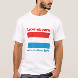 T-Shirt Drapeau + Carte + Texte Luxembourg