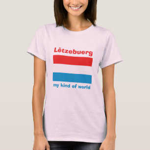 T-Shirt Drapeau + Carte + Texte Luxembourg