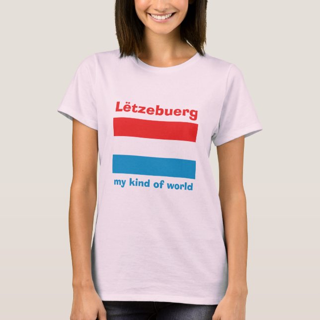 T-Shirt Drapeau + Carte + Texte Luxembourg (Devant)