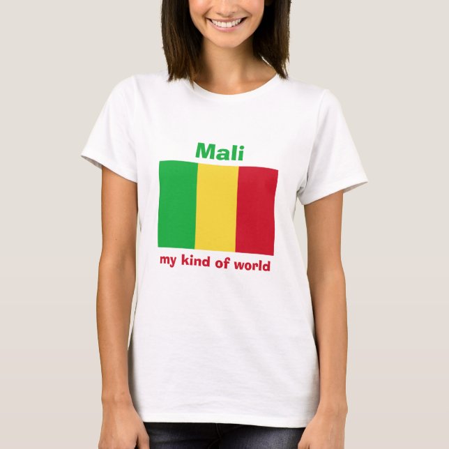 T-Shirt Drapeau + Carte + Texte Mali (Devant)