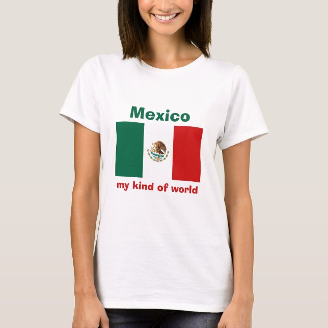 T-Shirt Drapeau + Carte + Texte Mexique (Devant)