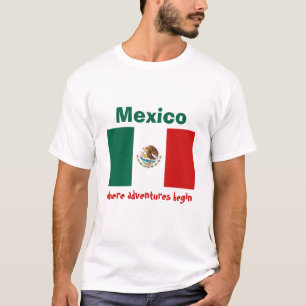 T-Shirt Drapeau + Carte + Texte Mexique