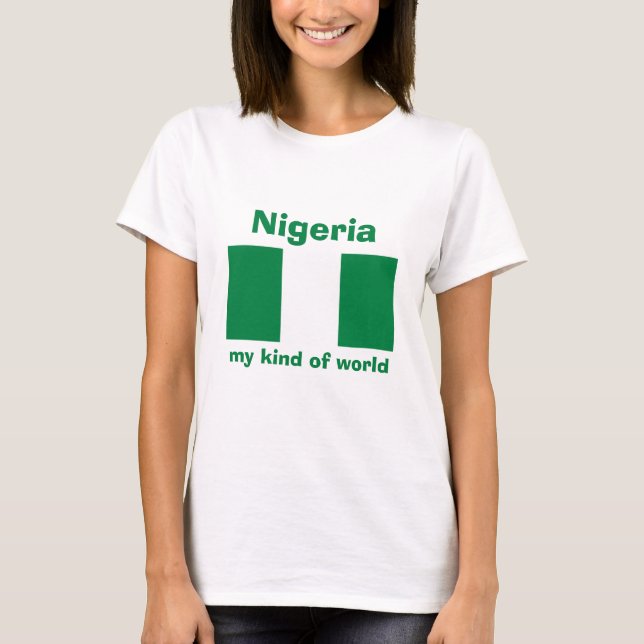 T-Shirt Drapeau + Carte + Texte Nigeria (Devant)