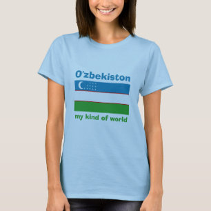 T-Shirt Drapeau + Carte + Texte Ouzbékistan