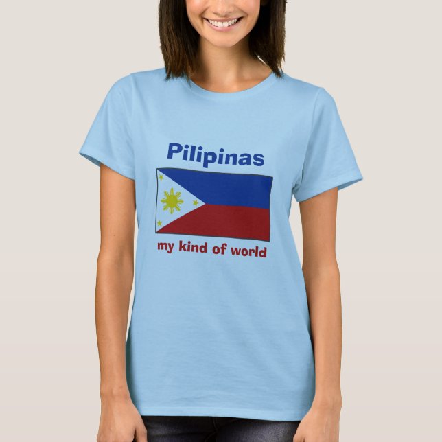 T-Shirt Drapeau + Carte + Texte Philippines (Devant)
