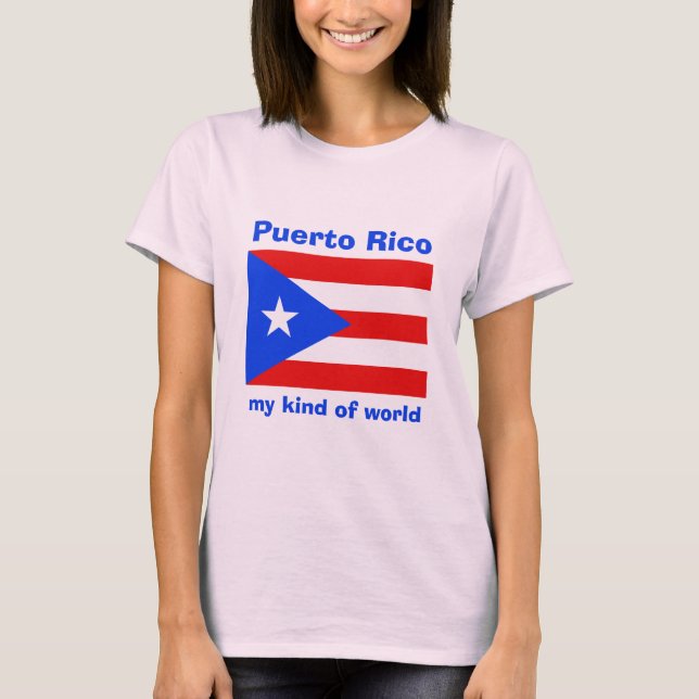 T-Shirt Drapeau + Carte + Texte Porto Rico (Devant)