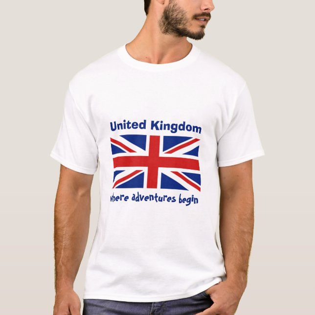 T-Shirt Drapeau + Carte + Texte Royaume-Uni (Devant)