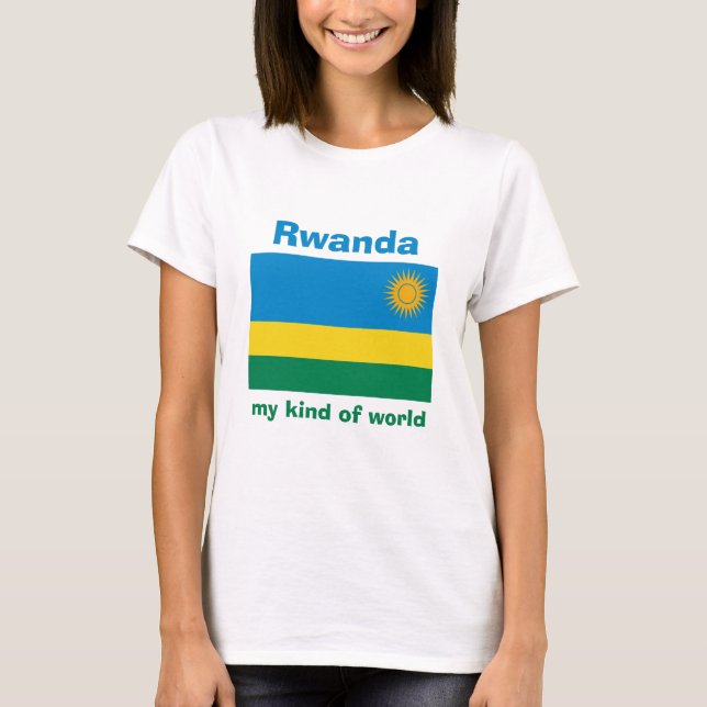 T-Shirt Drapeau + Carte + Texte Rwanda (Devant)