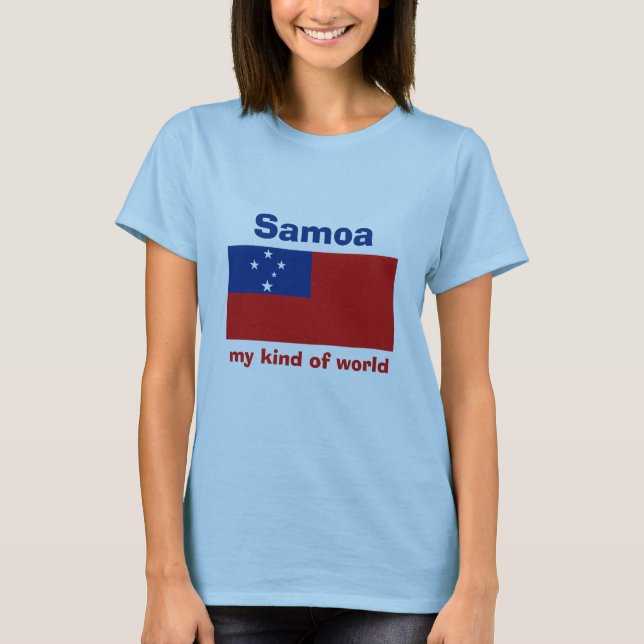 T-Shirt Drapeau + Carte + Texte Samoa (Devant)