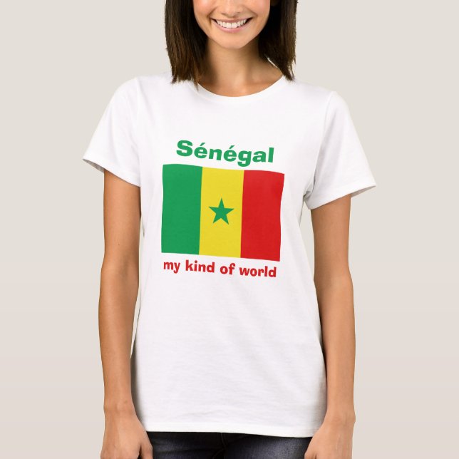 T-Shirt Drapeau + Carte + Texte Sénégal (Devant)
