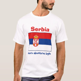 T-Shirt Drapeau + Carte + Texte Serbie