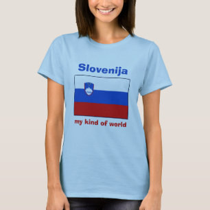T-Shirt Drapeau + Carte + Texte Slovénie