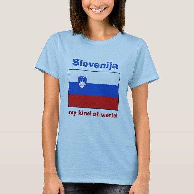 T-Shirt Drapeau + Carte + Texte Slovénie (Devant)