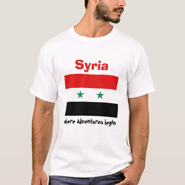 T-Shirt Drapeau + Carte + Texte Syrie (Devant)