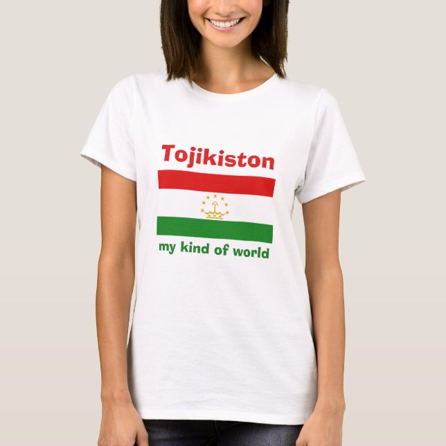T-shirt Drapeau + Carte + Texte Tadjikistan (Devant)