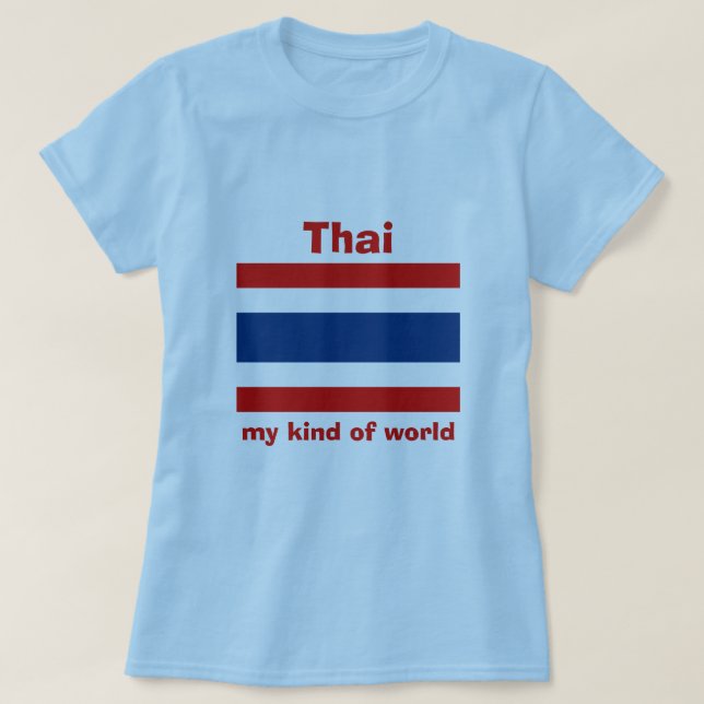 T-Shirt Drapeau + Carte + Texte Thaïlande (Design devant)